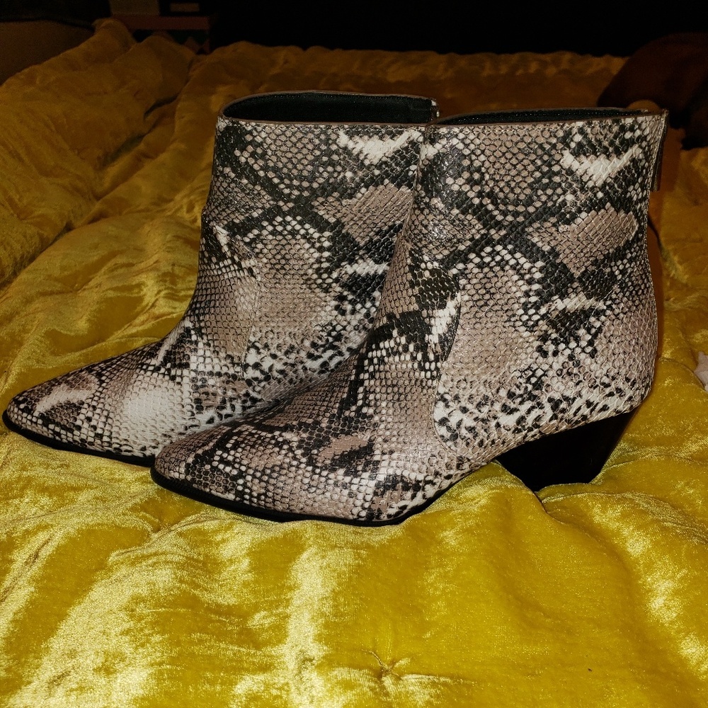 Snakeskin booties